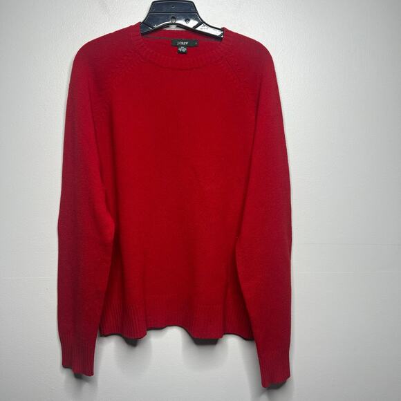 J.Crew Red Crewneck Sweater 100% Lambs Wool Men's Large Preppy Holiday Casual - Picture 1 of 11